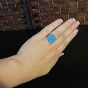 Floral vintage Sterling silver vintage jadeite ring